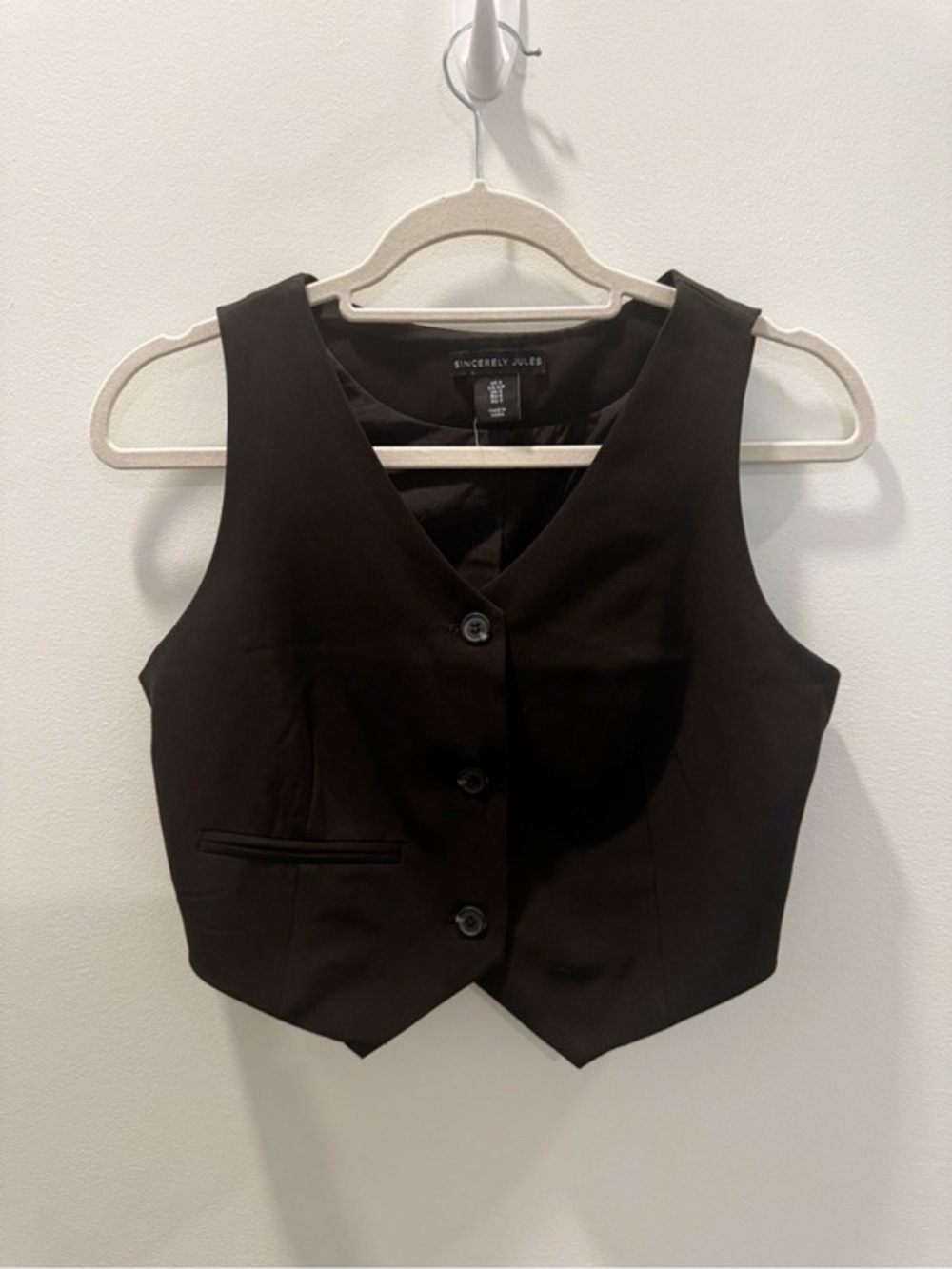 Sincerely Jules Black Button Front Vest Size Small